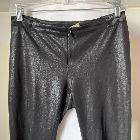 Alice + Olivia x Scoop Faux Leather Metallic Shimmer Black Leggings size 6 - Picture 5 of 11